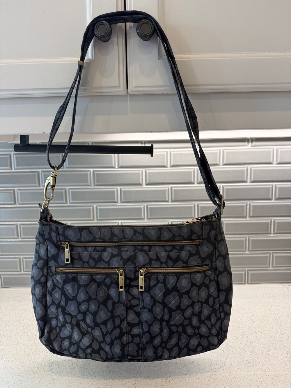 Travelon Anti Theft Black Patterned Crossbody Bag Women's Shoulder Bag
